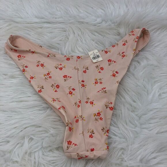 Aerie Womens‎ Bikini L Pink Floral Stretch Hi Cut Cheeky Coverage Bottom NWT - Picture 4 of 7